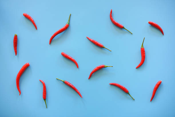 istock pattern of fresh red chili arrange on blue background 1474752436