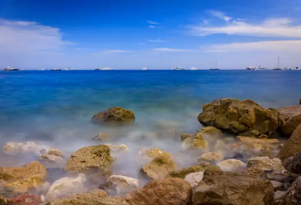 Photo of Mediterranean Sea and a pebble beach, Roquebrune Cap Martin, France near Monaco