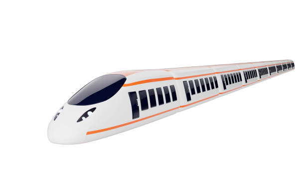 istock Cartoon high-speed train in the white background, 3d rendering. 1474753940