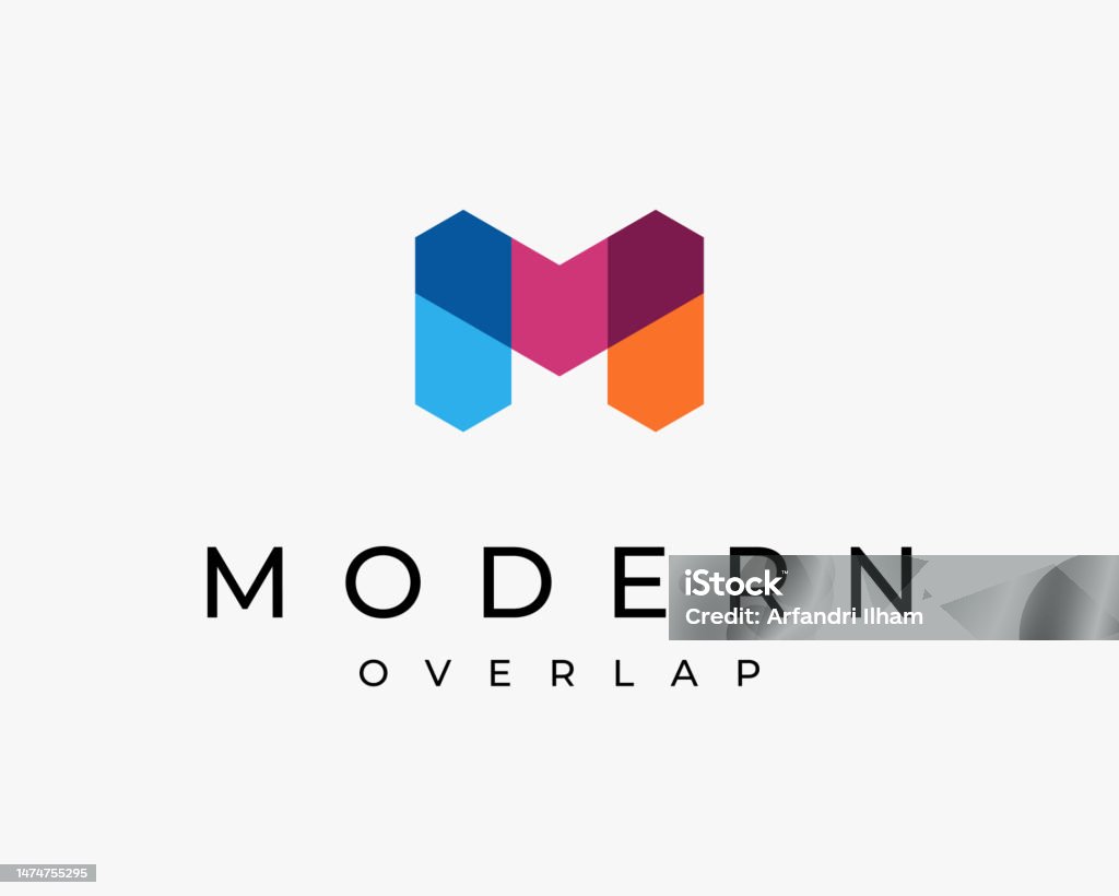 Multi Colo Monogram Letter M Monogram Overlap Colorful Overlapping Multicolor Geometric ...