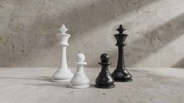 istock A white and black chess king and pawns side by side. 3d rendering 1474758139