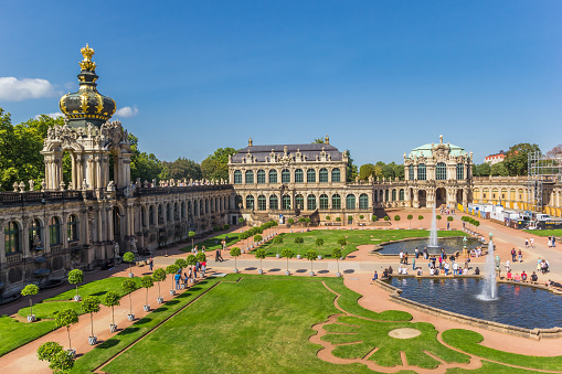 Aerial view of  Schonbrunn Palace with  Gloriette pavilion in background, Vienna