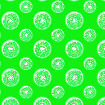 Lime Sliced Seamless Pattern On Green Background For Posters Logos