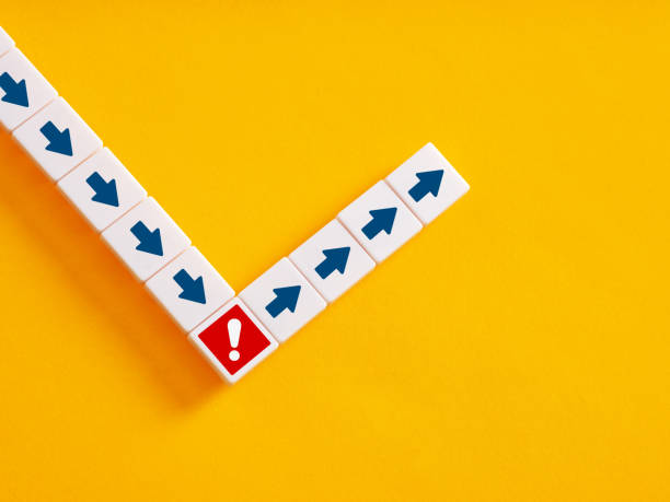istock Changing the action, strategy or way after a warning or error detection. To correct the mistakes and finding the right direction. 1474766734