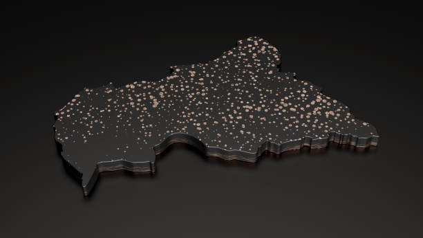 Central African Republic metallic premium exclusive black map 3d illustration