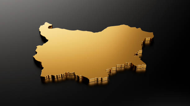 Bulgaria exclusive gold map on black background 3d illustration