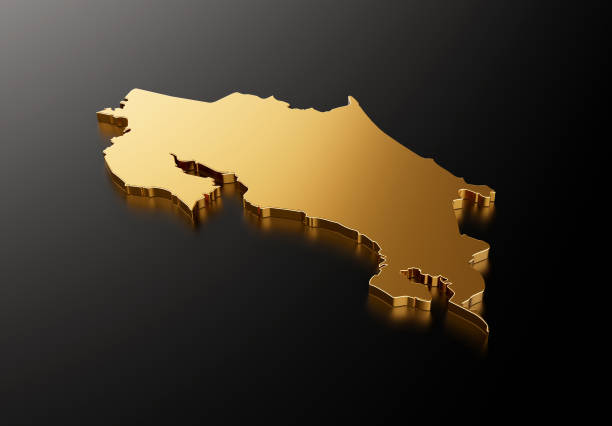 istock Costa Rica gold stone map on black background 3d illustration 1474769520