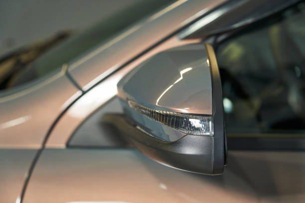 istock side rearview mirror with turn signal repeater on pearl gray car 1474770659
