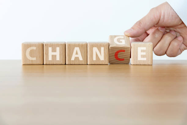 Wooden cubes with word change and chance.