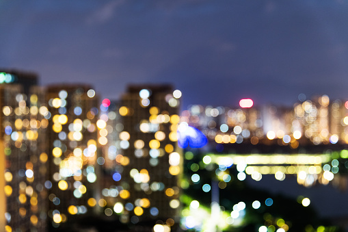 Defocused colorful lights in the night.