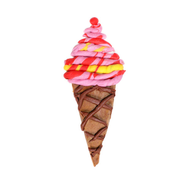 istock Ice cream cone made of plasticine isolated on white 1474777525