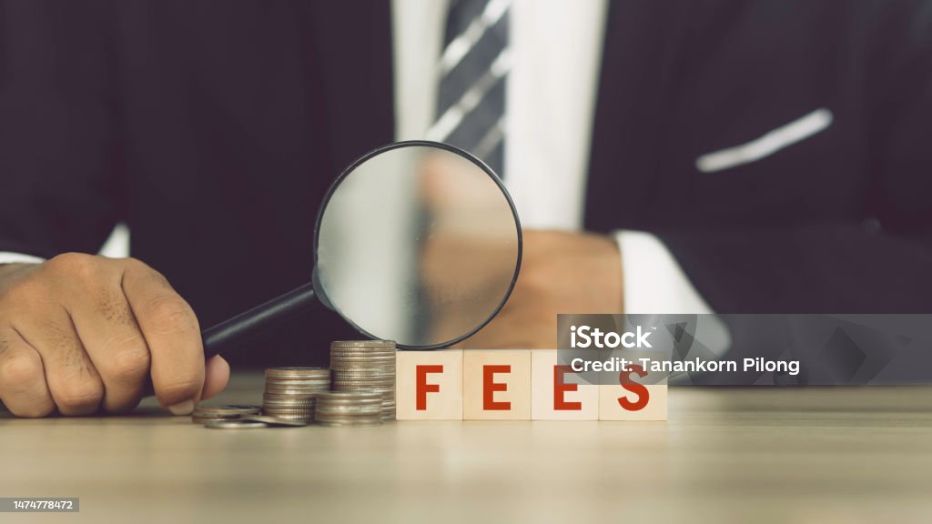 Businessman checking FEES, concept, fee, fee service and tax Accountancy Stock Photo