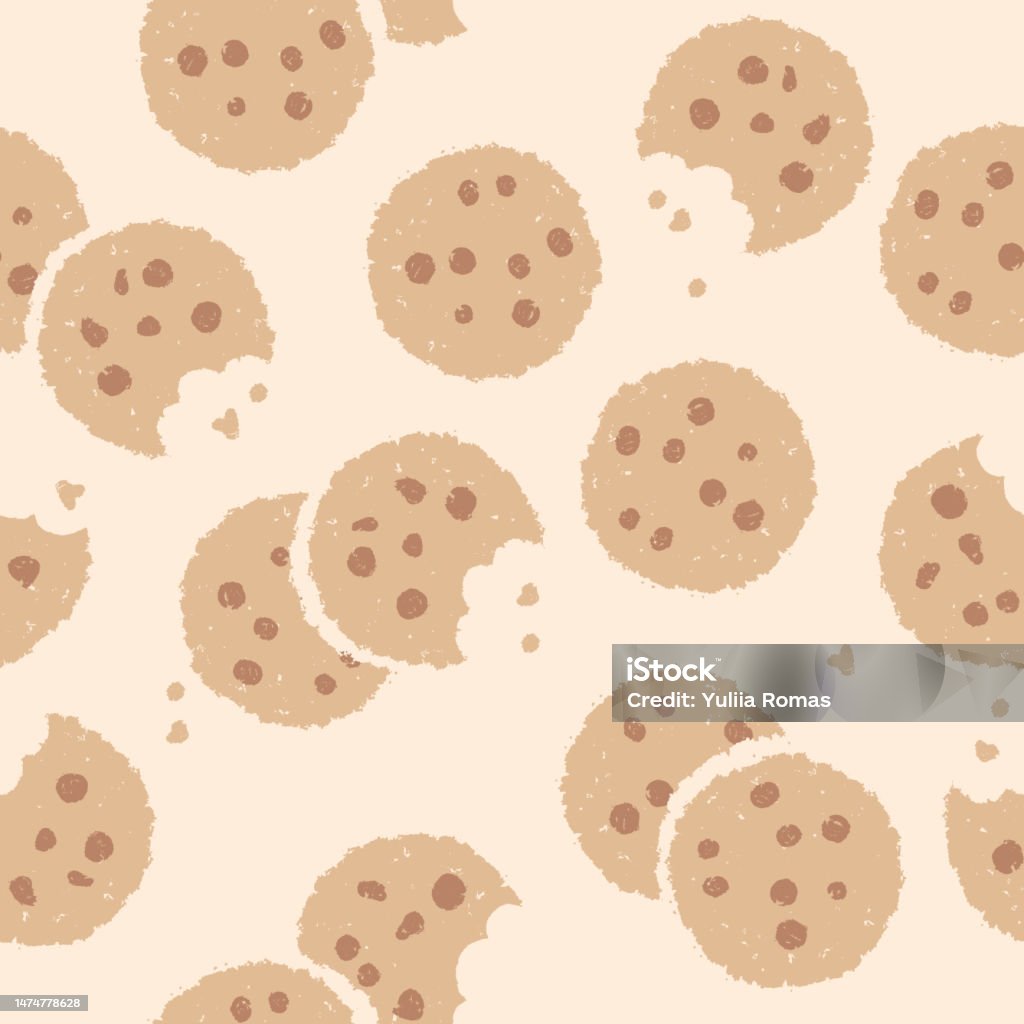Pattern Block Cookies Cute Seamless Pattern With Chocolate Chips Cookies Stock Illustration ...