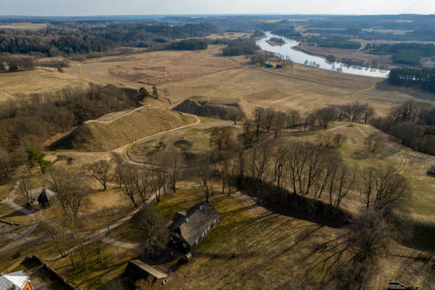 istock Aerial beautiful spring day view of Kernave archaeological site, Lithuania 1474779735