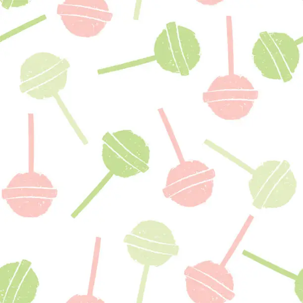 Vector illustration of Pastel seamless pattern with candies. Lollipops isolated on white background.