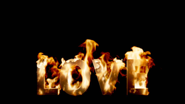 istock Damaged Love Word with Starting Fire on Black 1474783553
