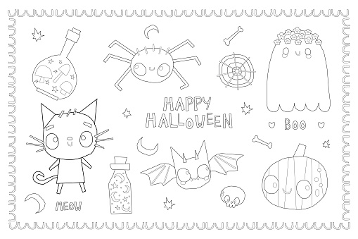 Trick Or Treat Coloring Page Halloween Coloring Page For Kids Cartoon ...