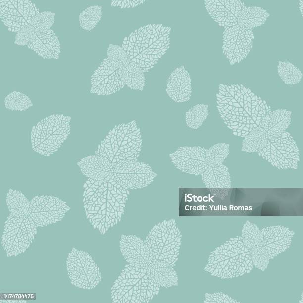 Peppermint Background Design Mint Pattern Refreshing Leaves Stock ...