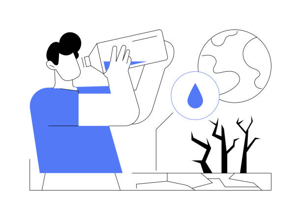 brak wody pitnej: abstrakcyjna koncepcja ilustracji wektorowej. - scarcity water people land stock illustrations