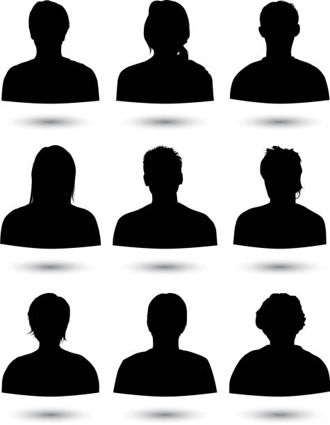 Highly Detailed Heads Highly detailed head silhouettes. man shadow head stock illustrations