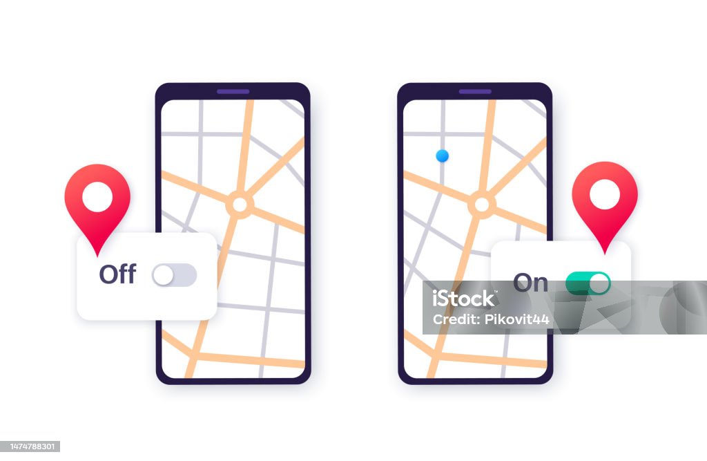 Geolocation Activation Toggle Stock Illustration - Download Image Now ...