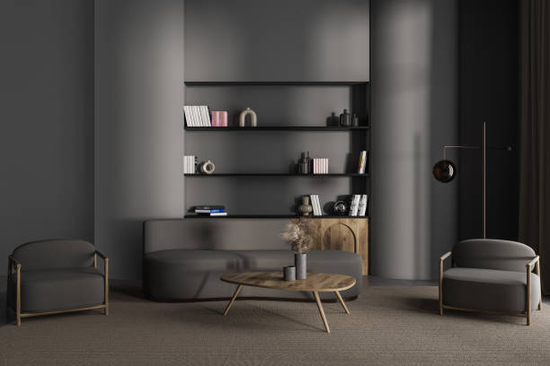 istock Modern lounge zone interior with couch, armchairs and decoration 1474790046