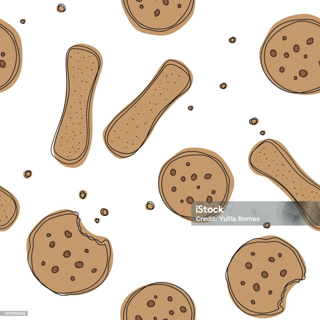 Biscotti Pattern Biscotti Savoiardi With Cookies Seamless Pattern On White Background ...