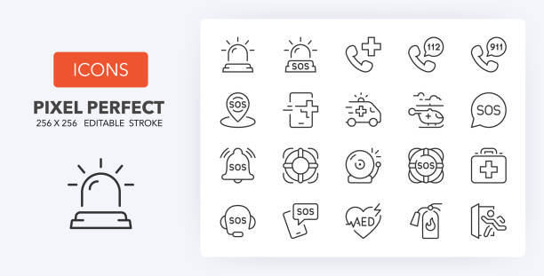 비상 회선 아이콘 256 x 256 - medical equipment flash stock illustrations