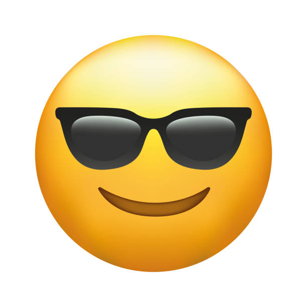 illustrazioni stock, clip art, cartoni animati e icone di tendenza di emoticon di alta qualità con occhiali da sole. vettore emoji. cool viso sorridente con occhiali da sole - emoji