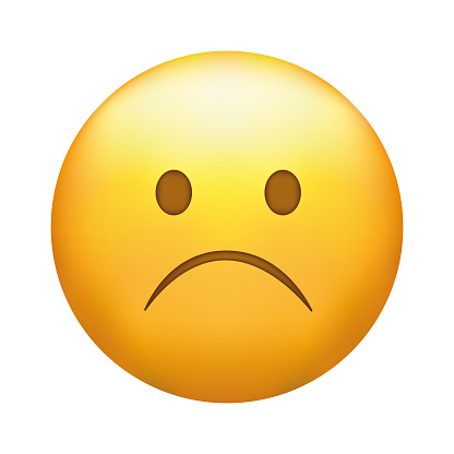 Confused emoji. Nonplussed emoticon with frowned lips
