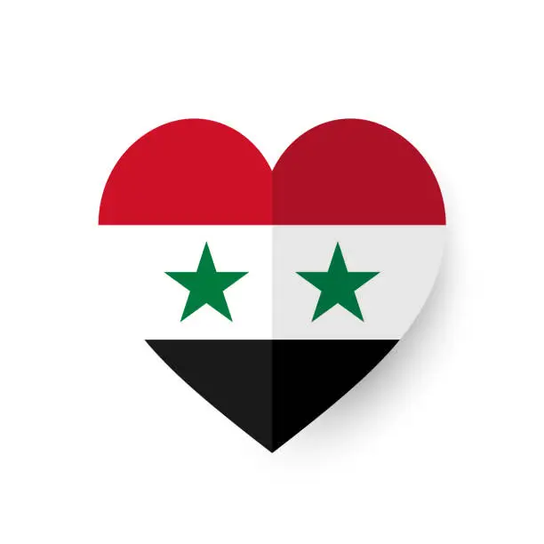 Vector illustration of Syria flag heart shape. Vector