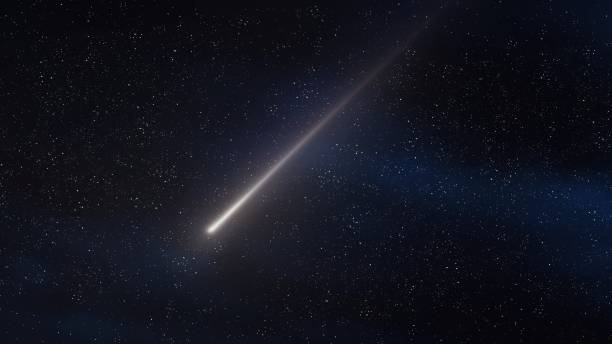 istock Falling star. Meteor trail in the night starry sky. 1474794959