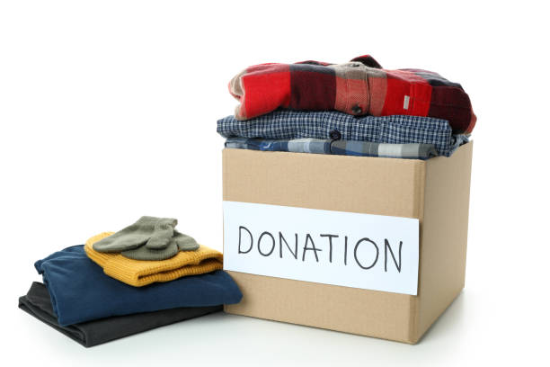 istock Carton donation box isolated on white background 1474797610