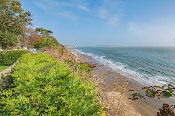 Shanklin IOW beach from the clifftop on a March day
