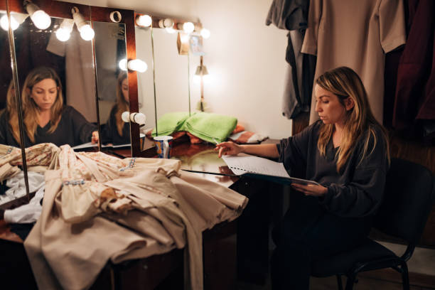 istock Professional actress rehearses the text of the play before the stage performance while sitting backstage in front of the mirror 1474799539