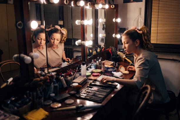 istock Actress is putting on her make-up in the dressing room and preparing for the performance 1474799734
