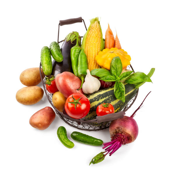istock Fresh vegetables harvest in basket with green leaves 1474803231
