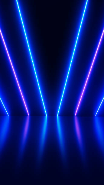 istock Abstract technology background with colorful light rays motion. ultra violet glowing lines. 1474803514