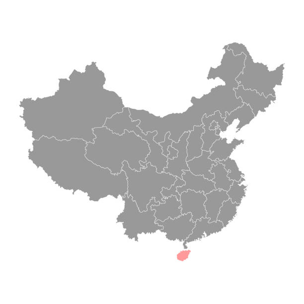 hainan province map, administrative divisions of china. vector illustration. - 海南島 插圖 幅插畫檔、美工圖案、卡通及圖標