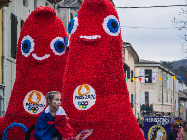 "fête des bouviers". festa del pastore nel sud della francia a loriol sur drome. corso francia. il più grande corso di drome ardeche - francia. - oplympics foto e immagini stock