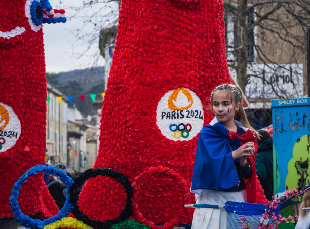 "fête des bouviers". festa del pastore nel sud della francia a loriol sur drome. corso francia. il più grande corso di drome ardeche - francia. - olympian foto e immagini stock