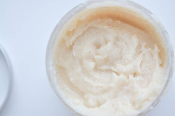 istock Salt body scrub in a transparent jar on a white background 1474806453