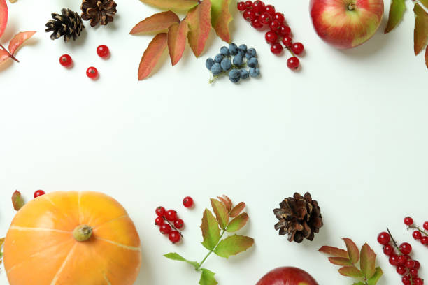 istock Thanksgiving Day composition with pumpkin on white background 1474806947