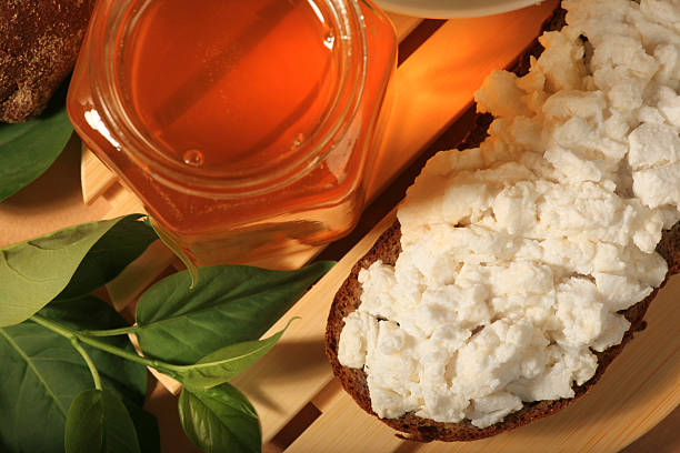 Honey and Ricotta with heese stock photo