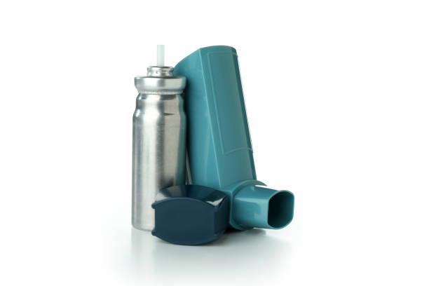 istock Blue asthma inhaler isolated on white background 1474807659