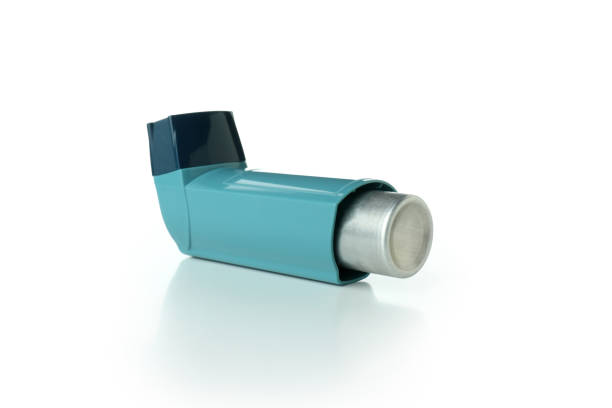 istock Blue asthma inhaler isolated on white background 1474808417