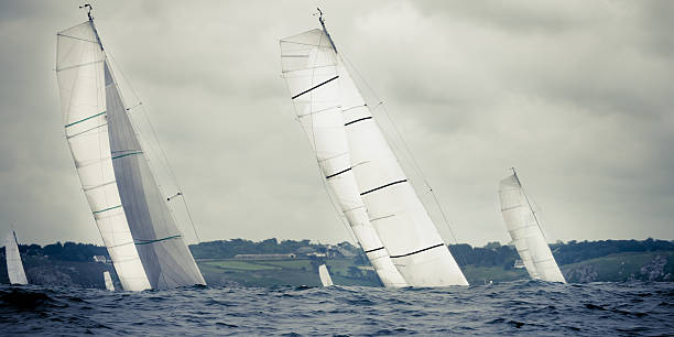 istock yacht sailing  in storm 147480966