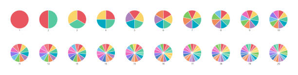 Pie chart color icons. Segment slice set. Circle section graph. 1,20,19,18,16,9 segment infographic. Wheel round diagram part. Three phase, six circular cycle. Geometric element. Vector illustration Pie chart color icons. Segment slice set. Circle section graph. 1,20,19,18,16,9 segment infographic. Wheel round diagram part. Three phase, six circular cycle. Geometric element. Vector illustration. Number 17 stock illustrations