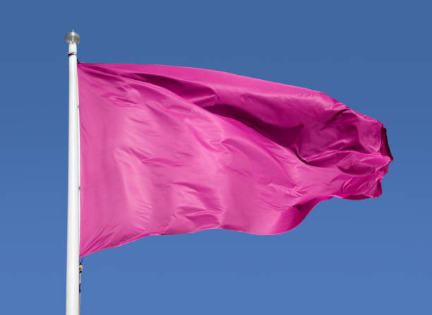 istock pink flag waving over blue sky 1474811294