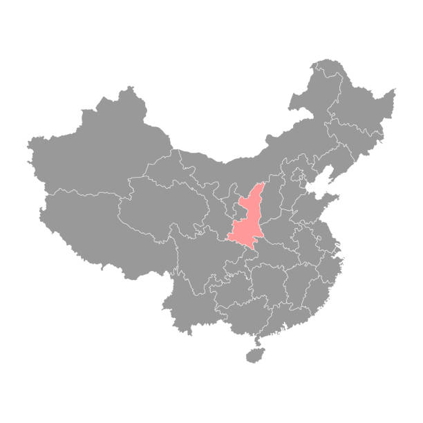 ilustrações de stock, clip art, desenhos animados e ícones de shaanxi province map, administrative divisions of china. vector illustration. - shaanxi province illustrations